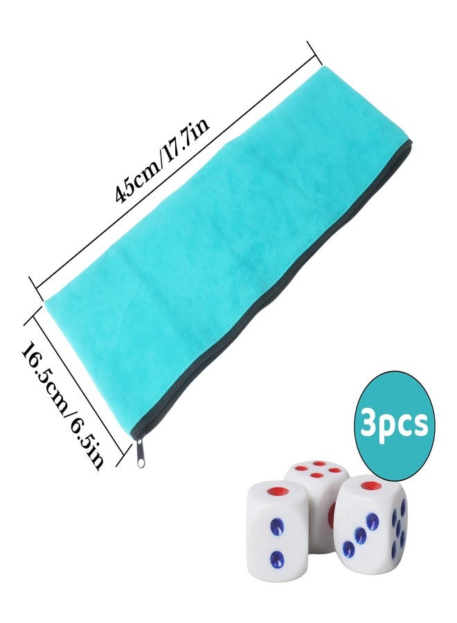 Klmnop Empty Mahjong Bag, Blue Velvet American Mahjong Tiles Bag with 3 Dice(Mahjong Not Included) - Image 2